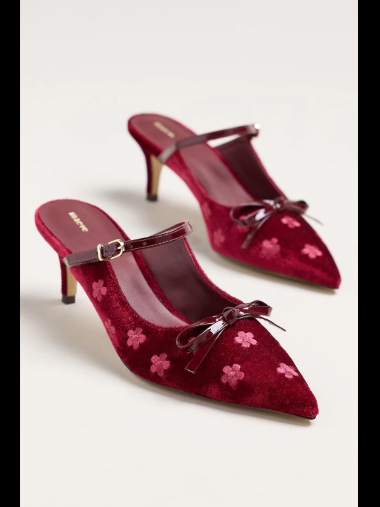 Anthropologie Maeve Bow Kitton-Heel Mules